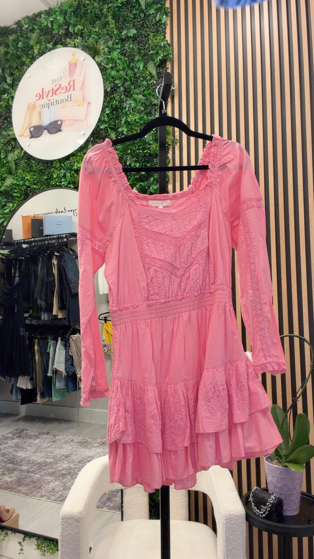 LoveShackFancy Sanaya Dress Vivid Pink, NWT, Size Medium