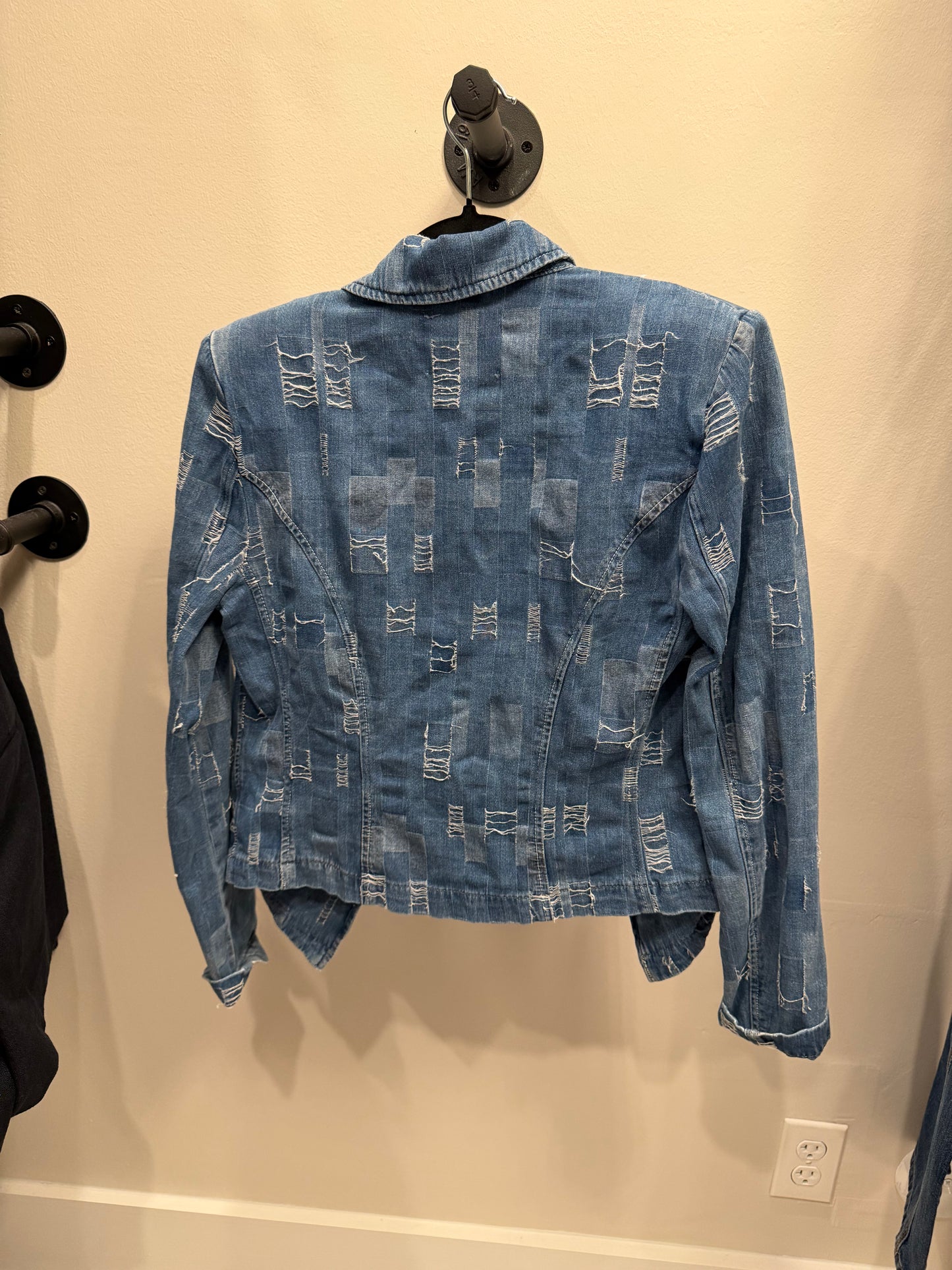 L'AGENCE Women's Distressed Crop Denim Jacket Size XS