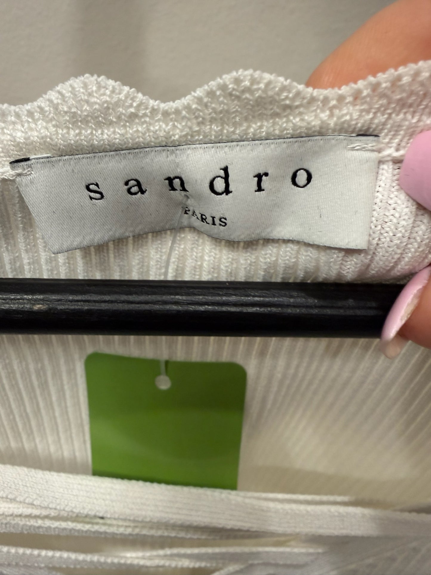 Sandro Paris Ribbed Lace-Up Knit Sweater, Size S
