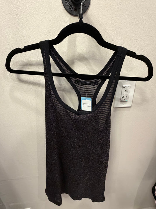AllSaints Women's Vest Tank Top Black Metallic Racerback, Size Small
