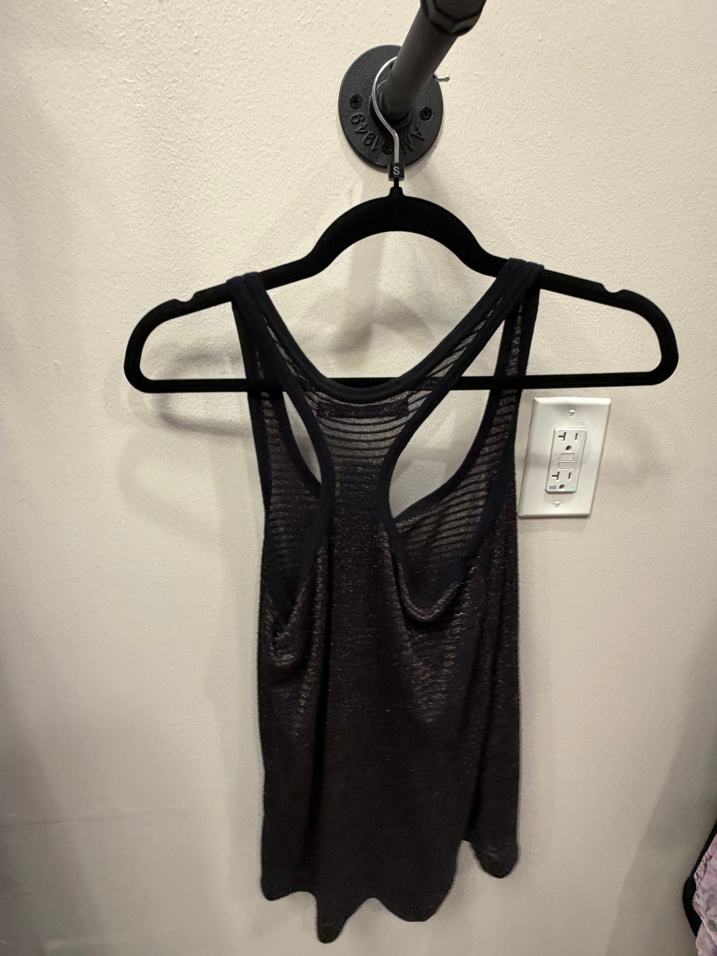AllSaints Women's Vest Tank Top Black Metallic Racerback, Size Small