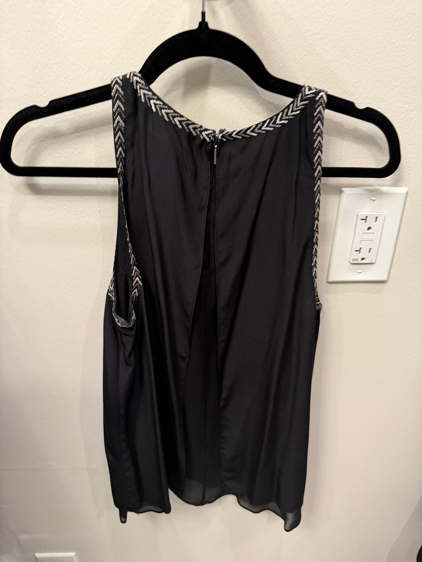 Rebecca Taylor Black Embellished Sleeveless Top, Size 6