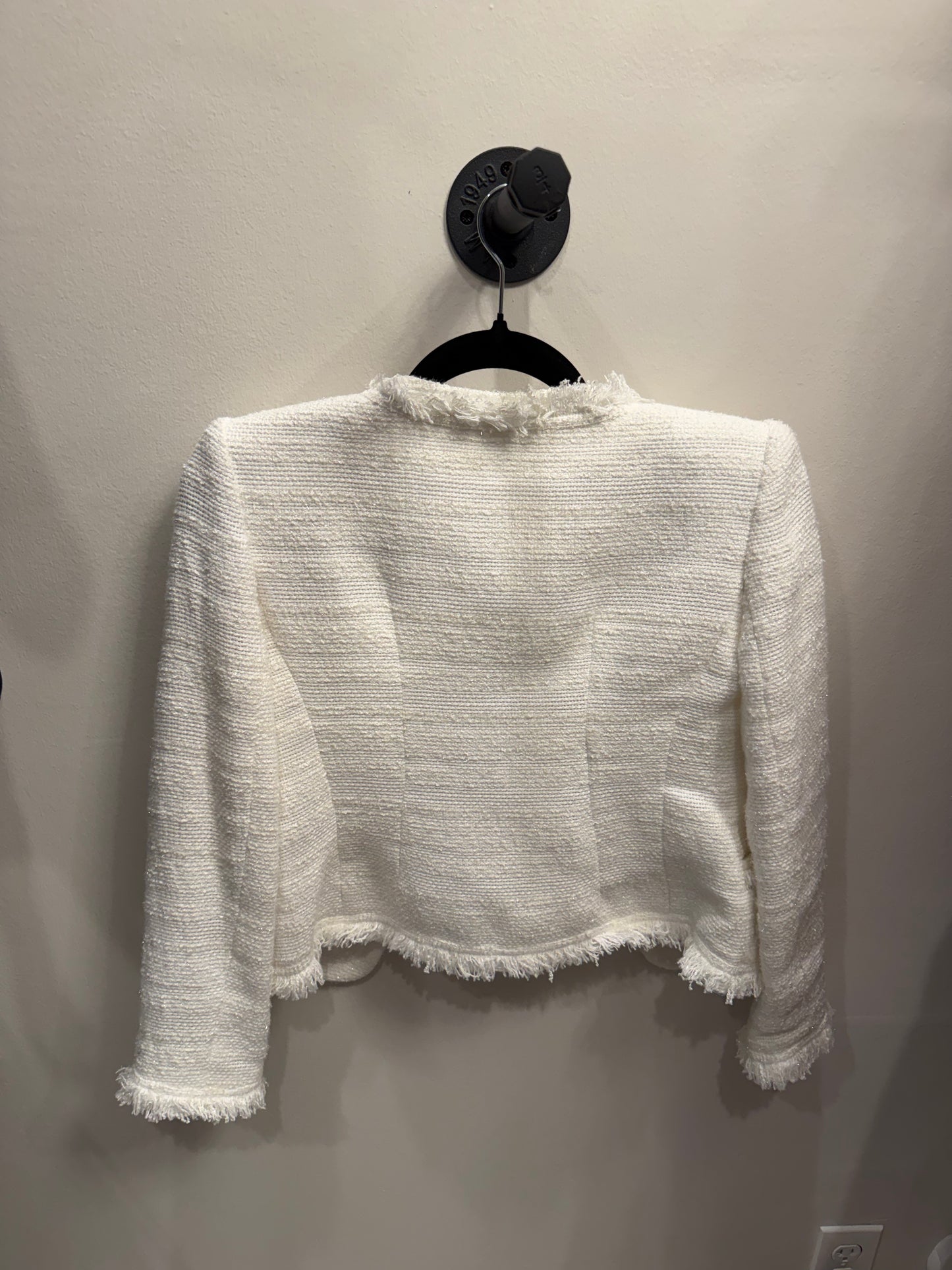 Alice + Olivia White Tweed Jacket, Size XS