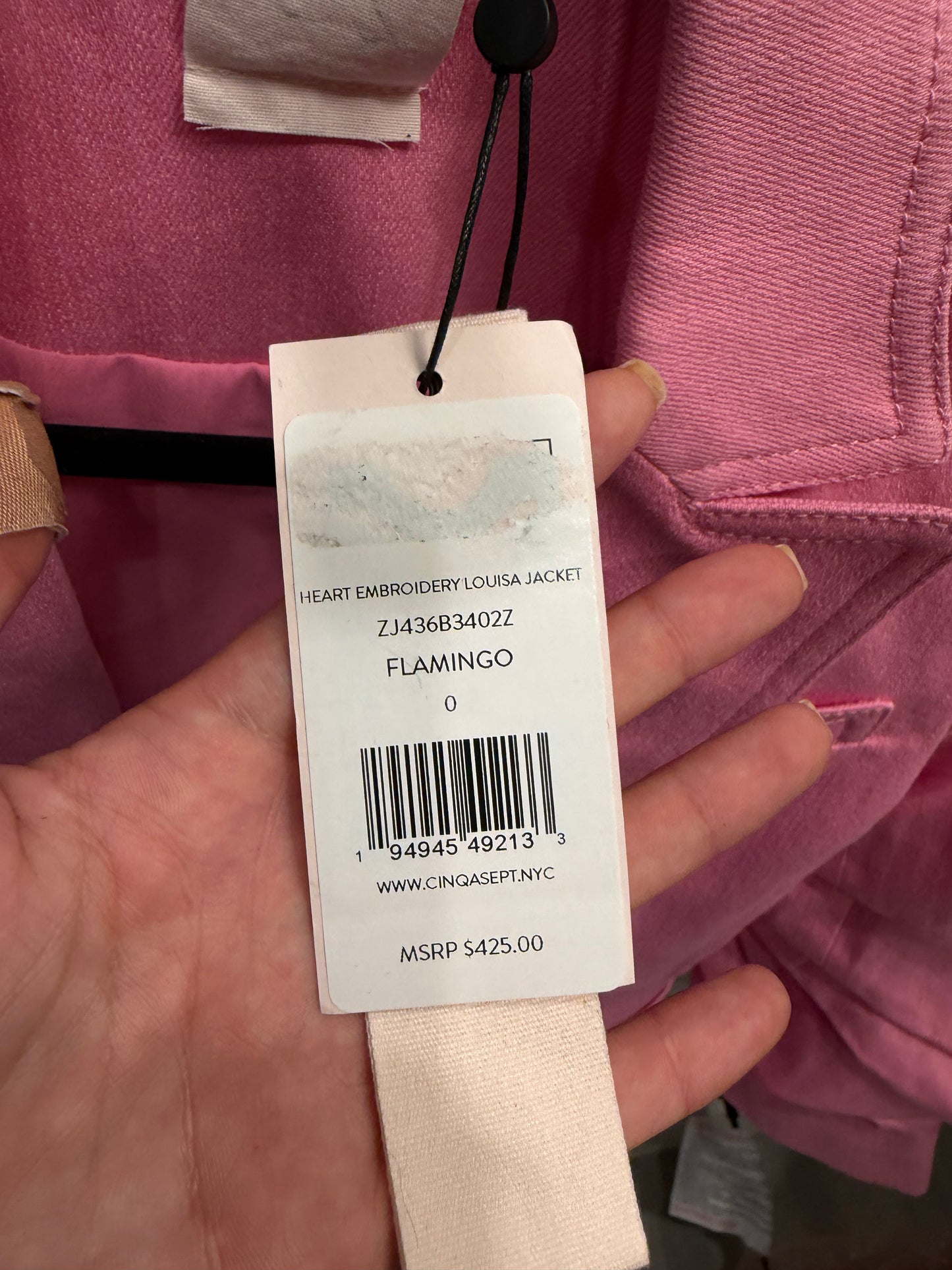 Cinq a Sept Pink Blazer with Heart Pockets, NWT, Size 0
