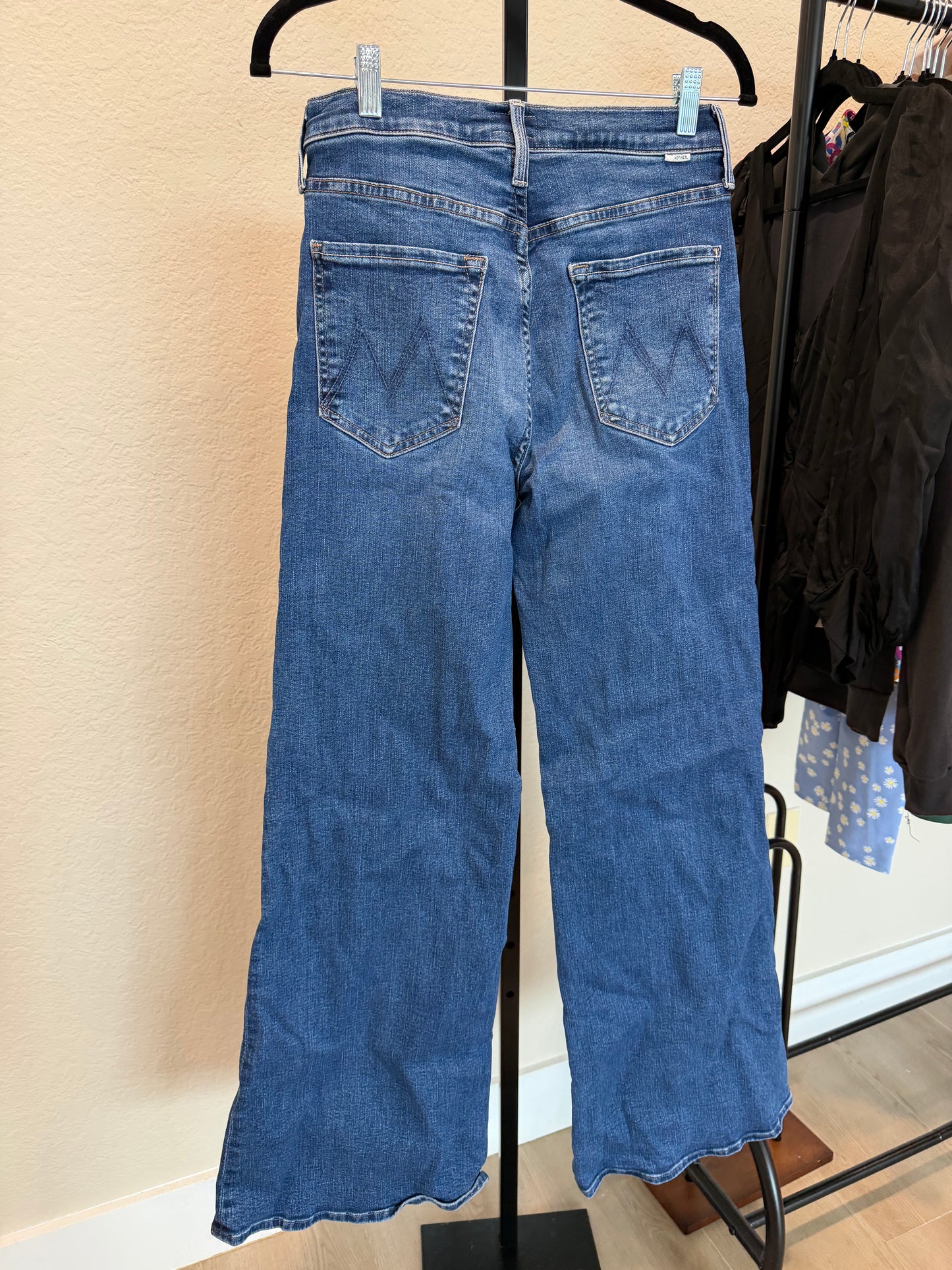 Mother Medium-Wash Wide-Leg Jeans, Size 28
