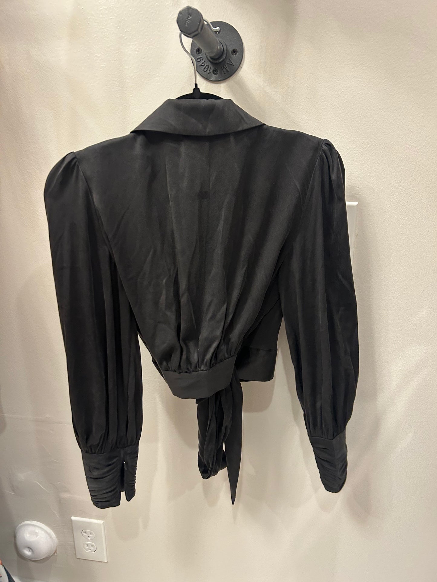 Zimmermann Cropped Silk Shirt, Black, Size 0