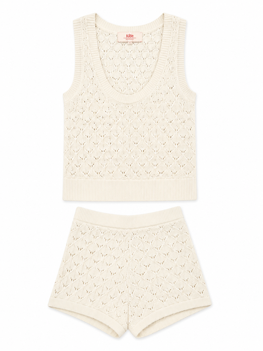 Kilte Ivory Knit Shirt/Short 2 PC Set, Size 0
