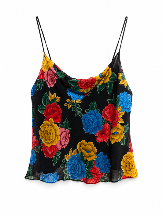 Alice + Olivia Black Floral Cami, Size 2