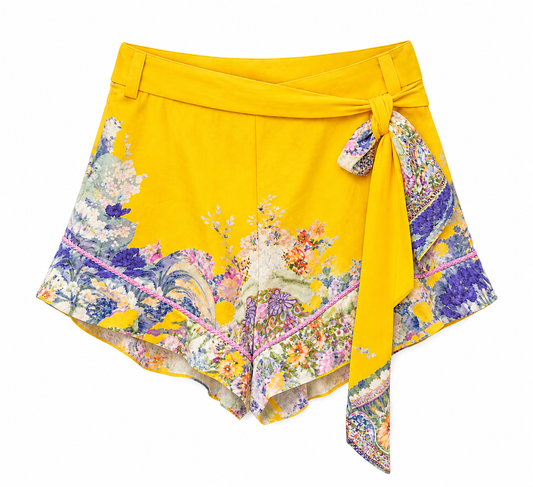 Camilla Yellow and Floral Shorts, Size S