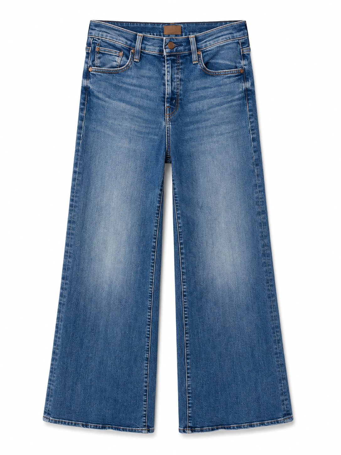 Mother Medium-Wash Wide-Leg Jeans, Size 28
