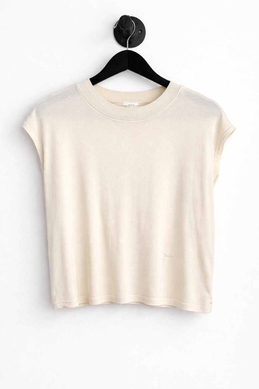 FRAME Sleevless Cotton Tee, Bone, Size L