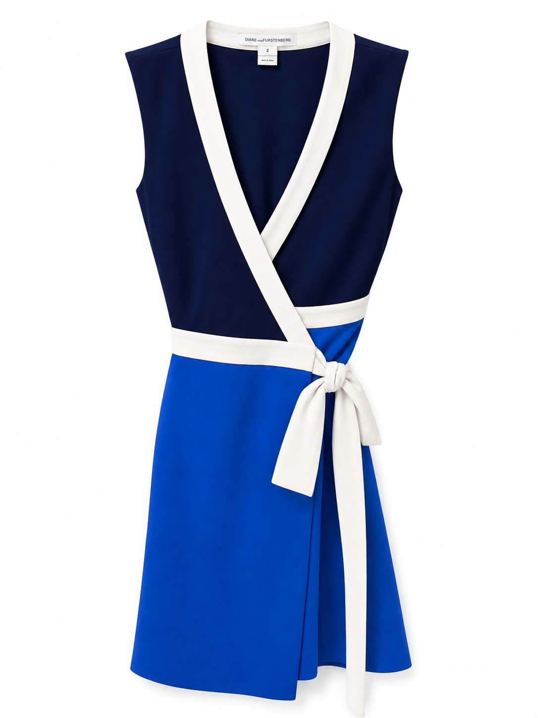 Diane Von Furstenberg Blue and White Block Dress, Size 2