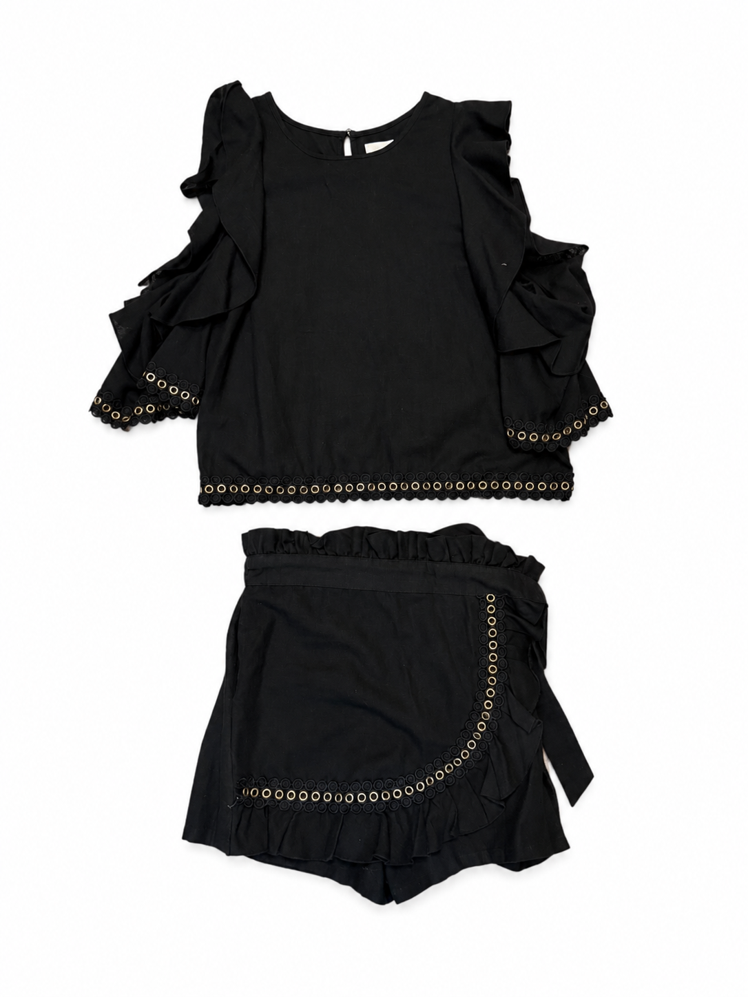 MISA LA Black and Gold Detail Top and Skort Set, Size S