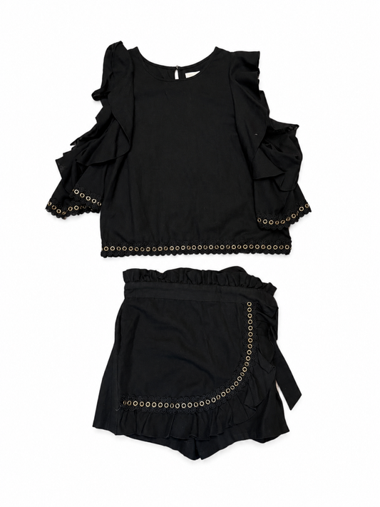 MISA LA Black and Gold Detail Top and Skort Set, Size S