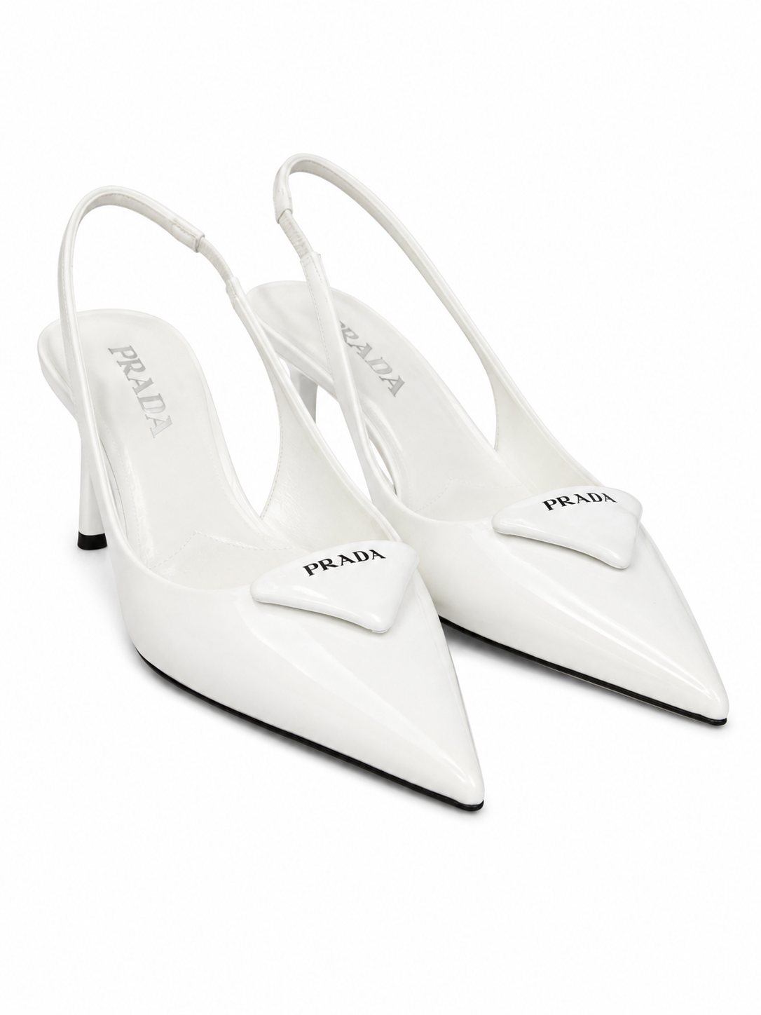 Prada White Pointed-Toe Heels, Size 37