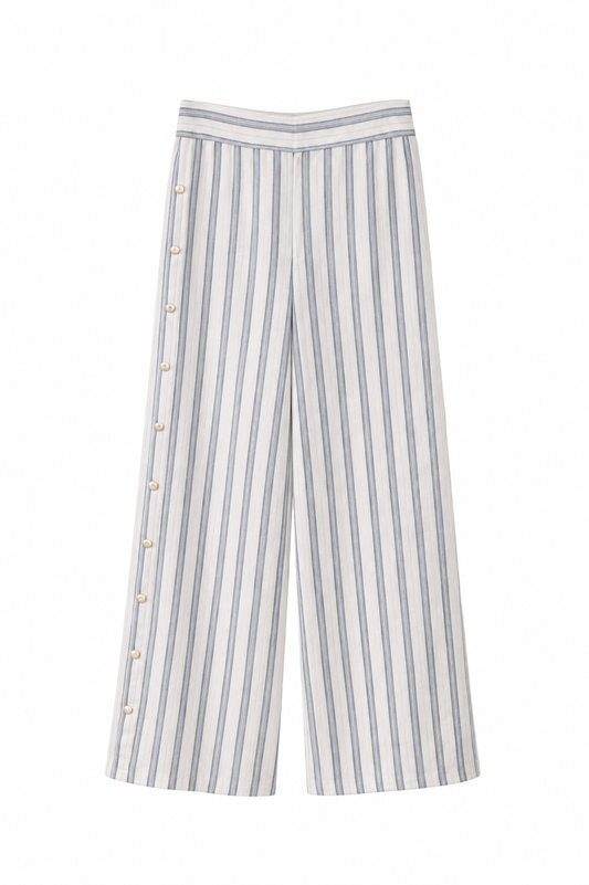 Aqua White and Blue Stripe Pants, Size S