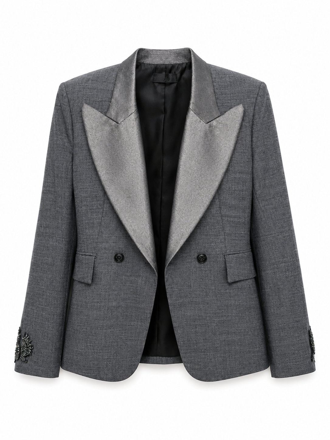 L’Edition Gray Blazer Crystal Embellish on Sleeve, NWT,  Size S