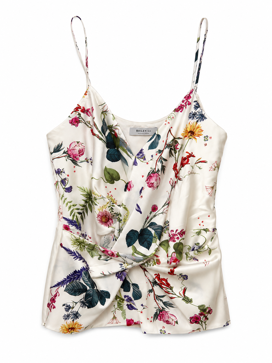 Bailey44 White Floral Twist-Front Sleeveless Top, Size 8