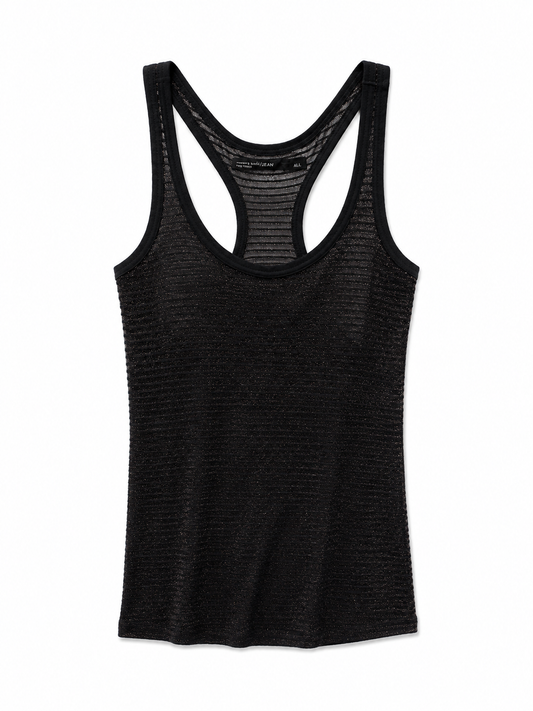 AllSaints Women's Vest Tank Top Black Metallic Racerback, Size Small
