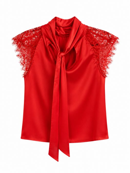 Generation Love Red Lace Blouse, Size XS