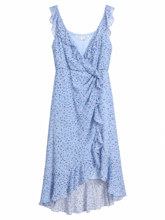 Veronica Beard Blue Ruffle Floral Dress, Size 8