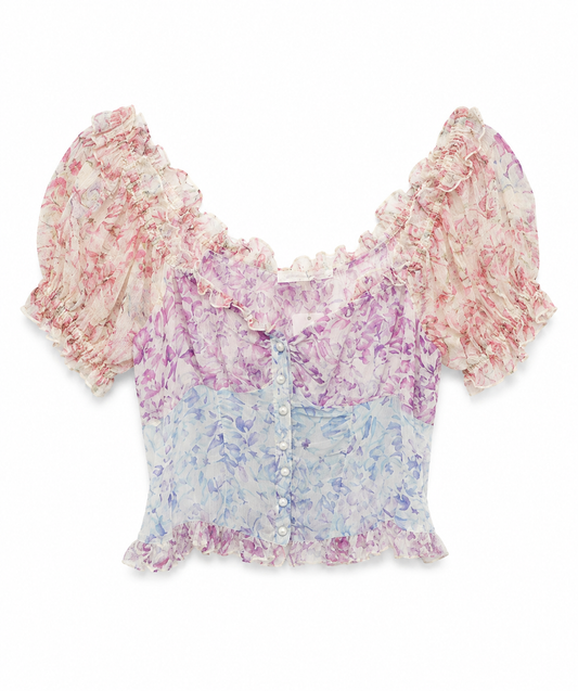 LoveShackFancy Floral Sheer Top, Size 2
