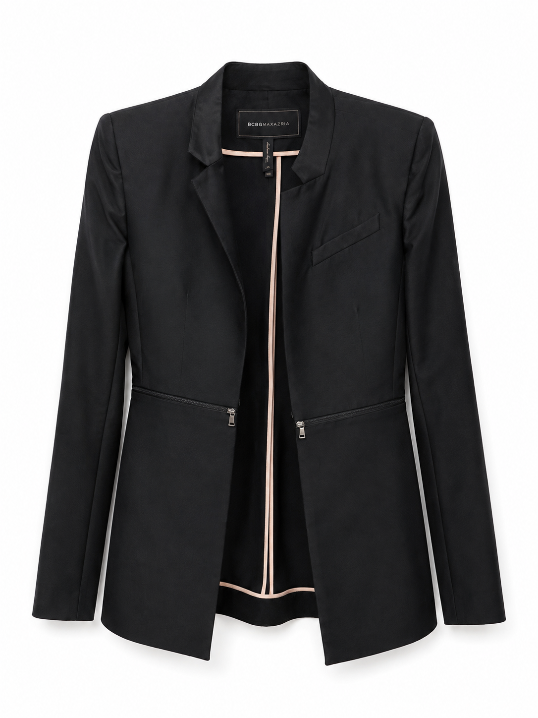 BCBG MAXAZARIA Black Coat With Zipper Detail, Size XS