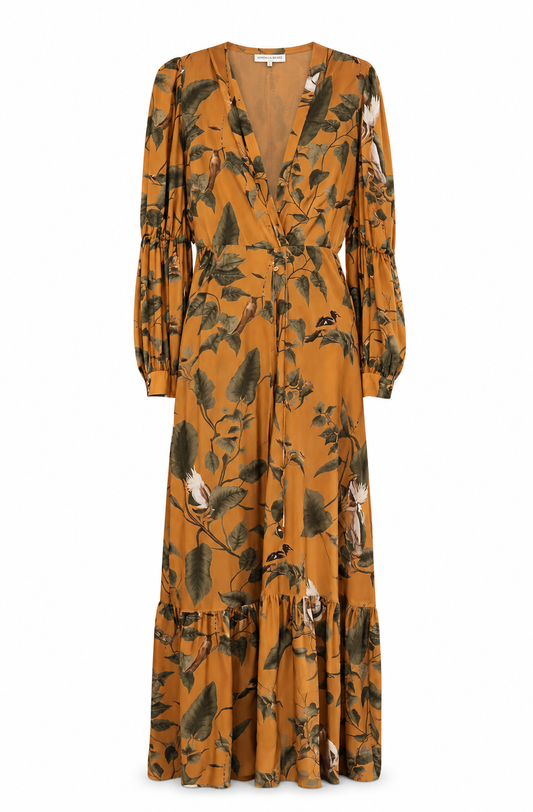 Andres Otalara Yellow/  Green Maxi Dress, Size 6, NWT