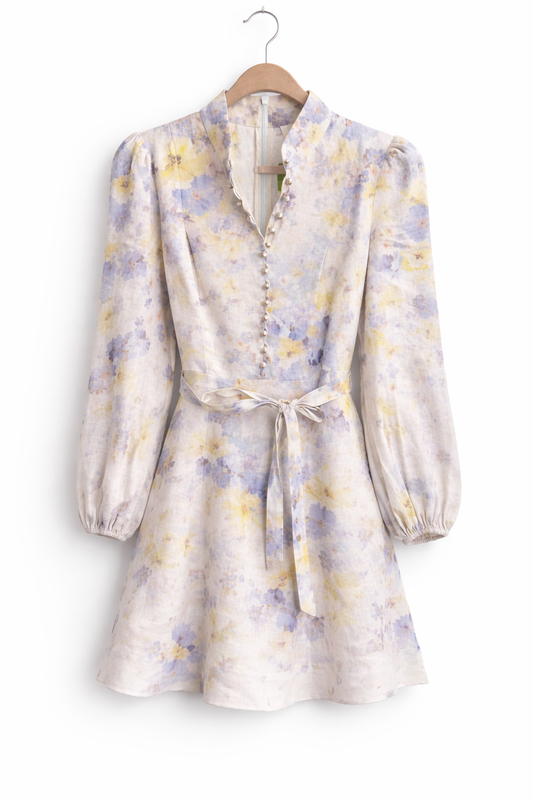Zimmermann Blue Mini Long Sleeve with Belt, Size 1