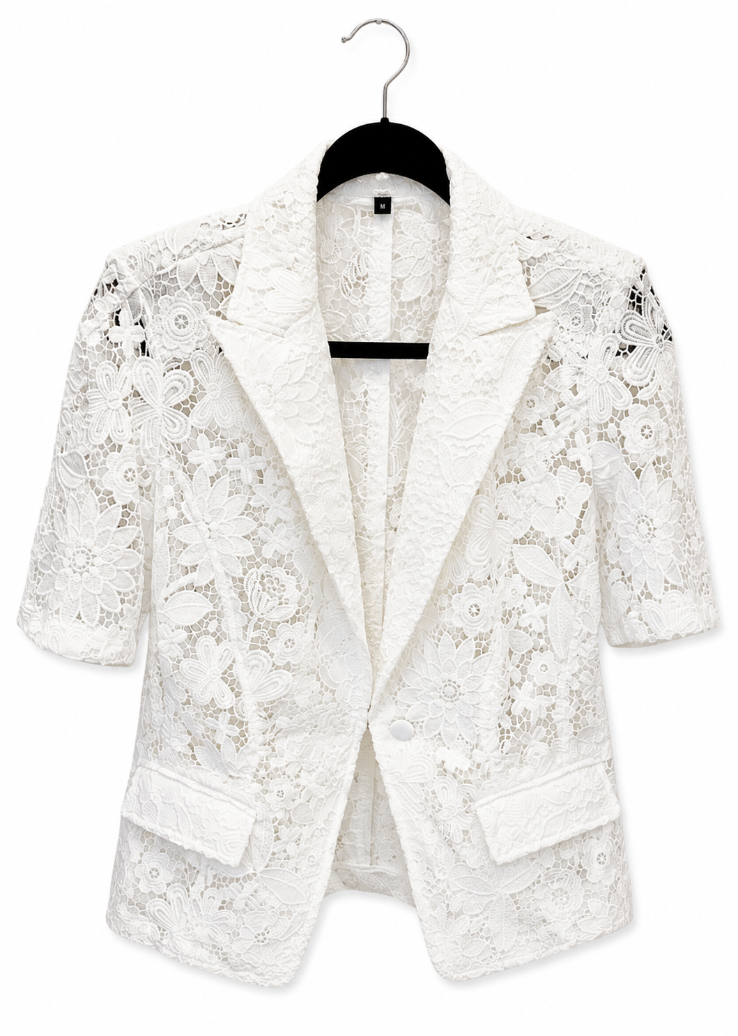 Generation Love White Floral Short Sleeve Blazer, Size M