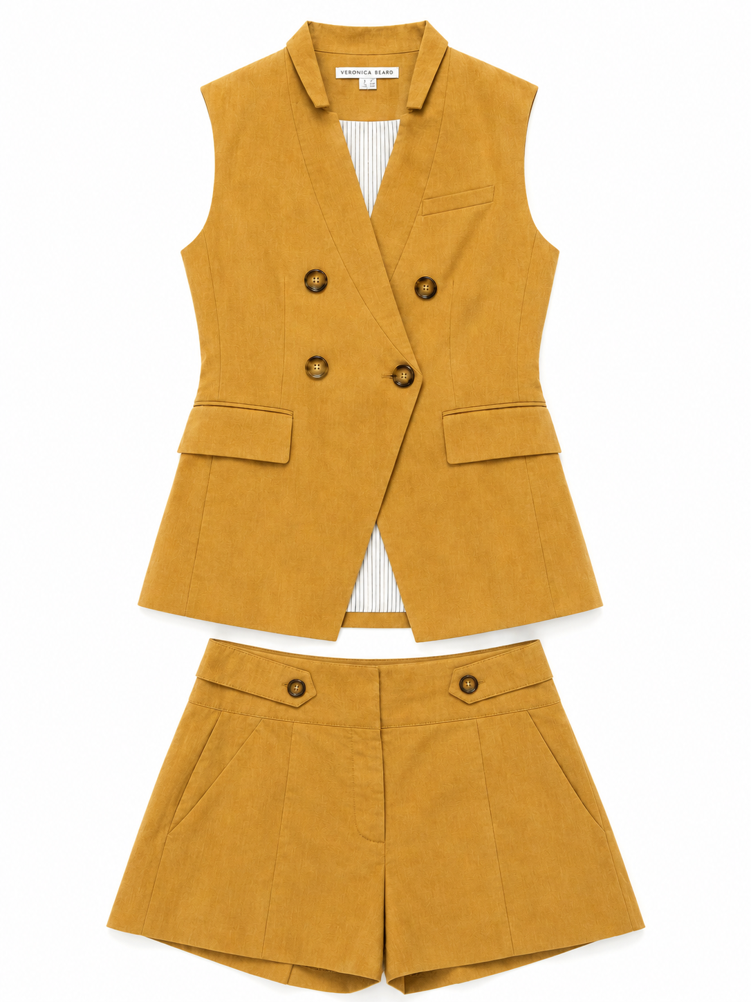 Veronica Beard Tan Vest and Short Set, Size 0/2