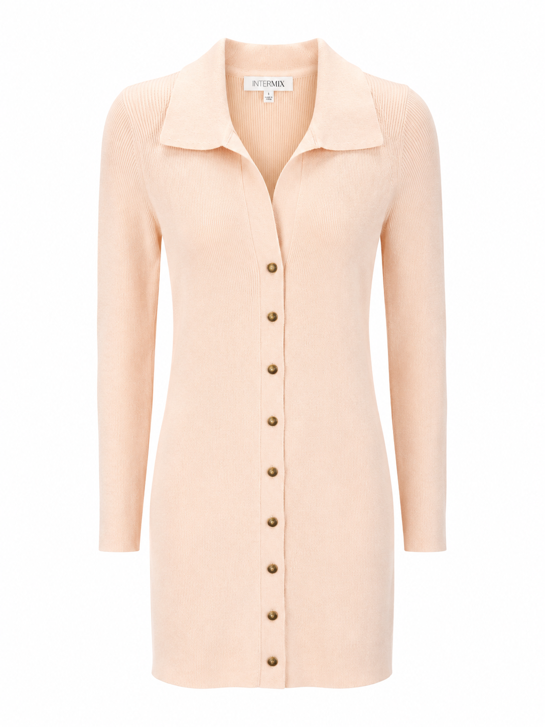 Intermix Apricot Long Sleeve Button Down Dress, Size S