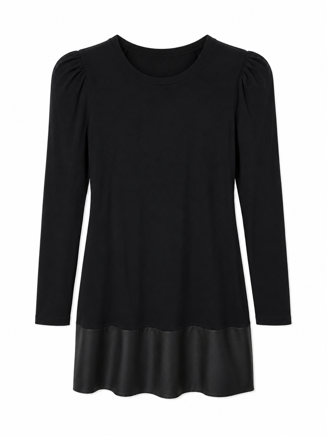 Bailey 44 Black Long Sleeve Dress With Faux Leather Trim, Size XS