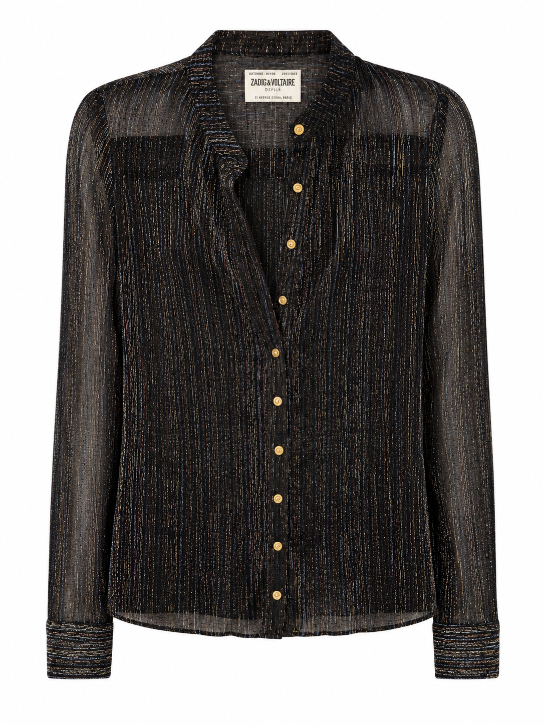 Zadig and Voltaire Metallic Knit Button Up Top, Size M