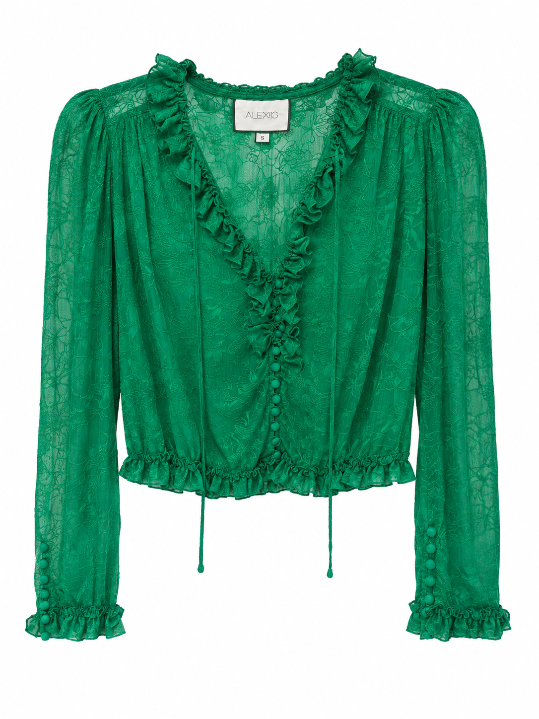 Alexis Green Long Sleeve Shear Blouse, Size S