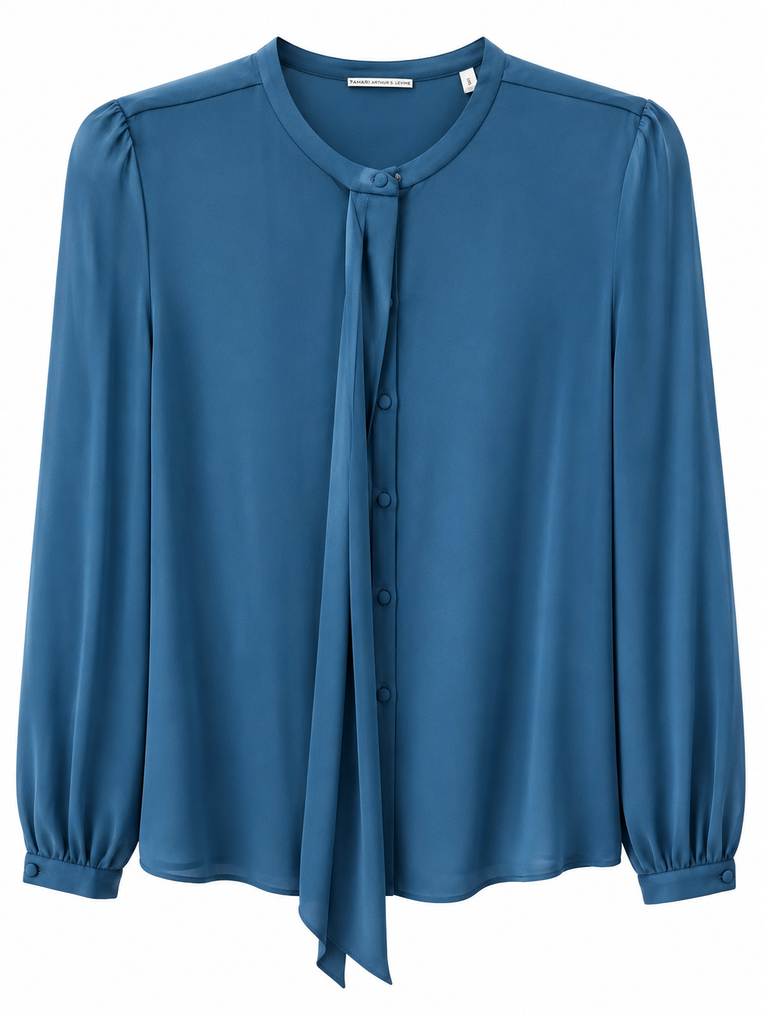 Elie Tahari Teal Blue Silk Long Sleeve Blouse, NWT, Size XS
