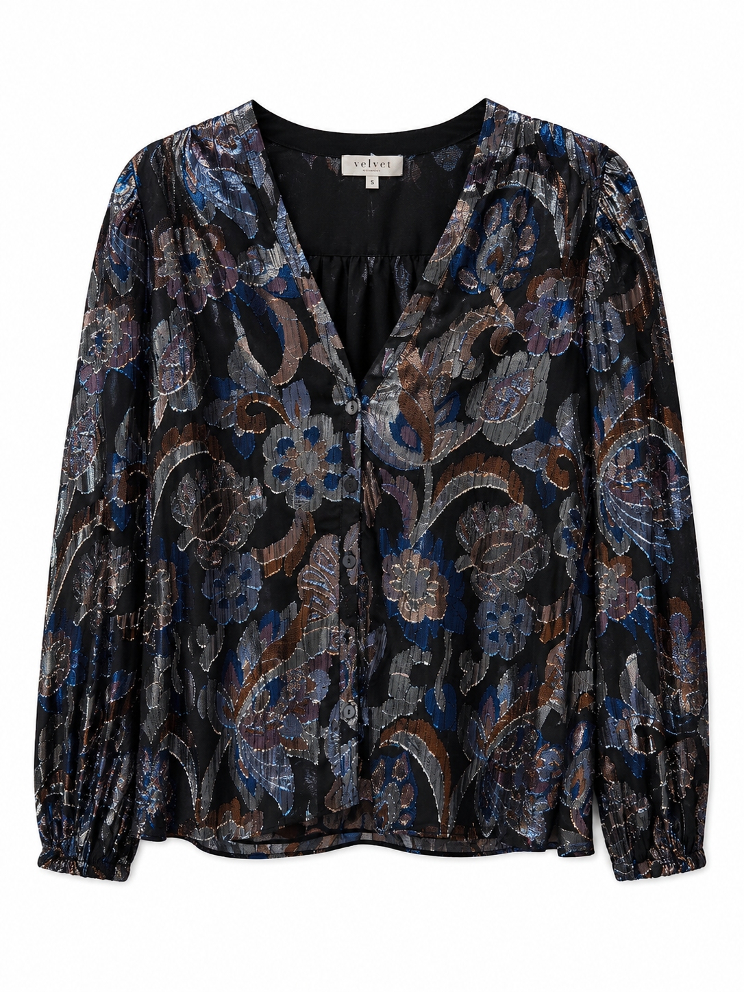 Ramy Brook Metallic Floral Button Up, Size S