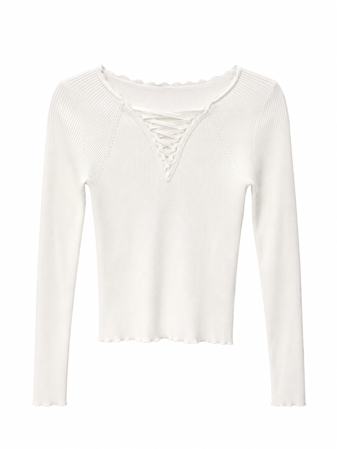 Sandro Paris Ribbed Lace-Up Knit Sweater, Size S