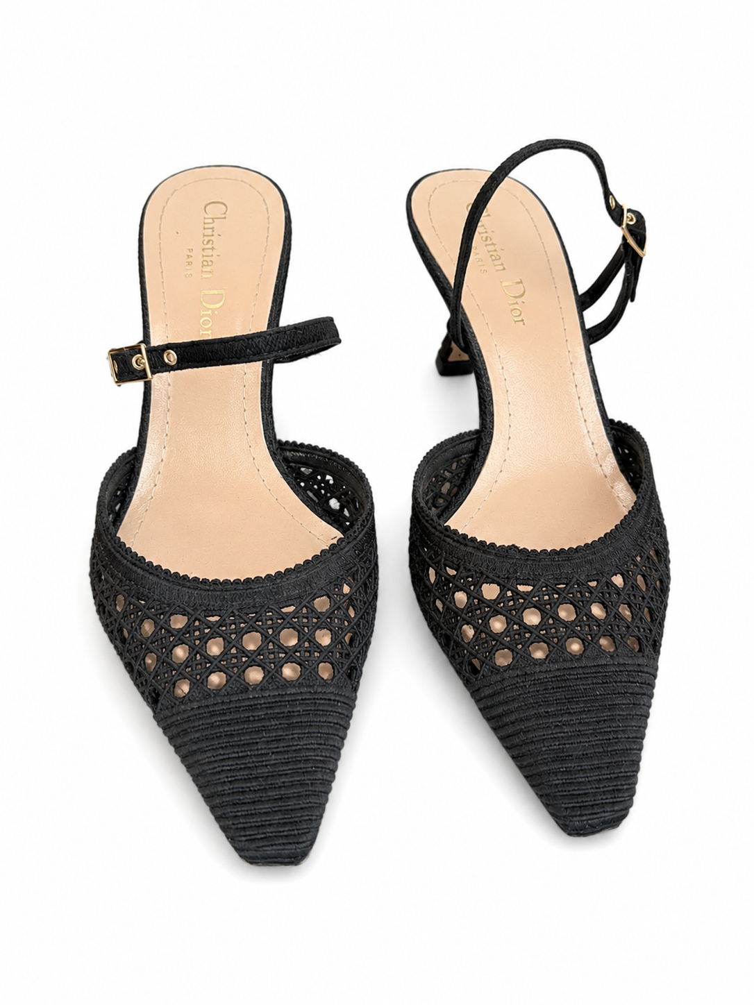 Christian Dior Black Kitten Heels, Size 38