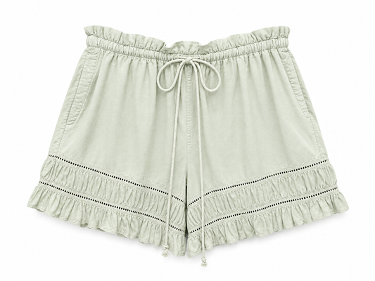 Free People Light Green Ruffle Hem Shorts, Size S