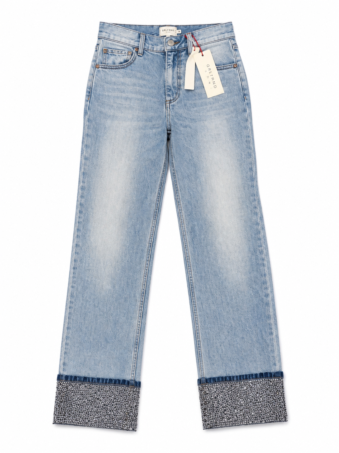Alice + Olivia Wheezy High-Rise Straight-Leg Embellished Jeans, NWT, Size 24