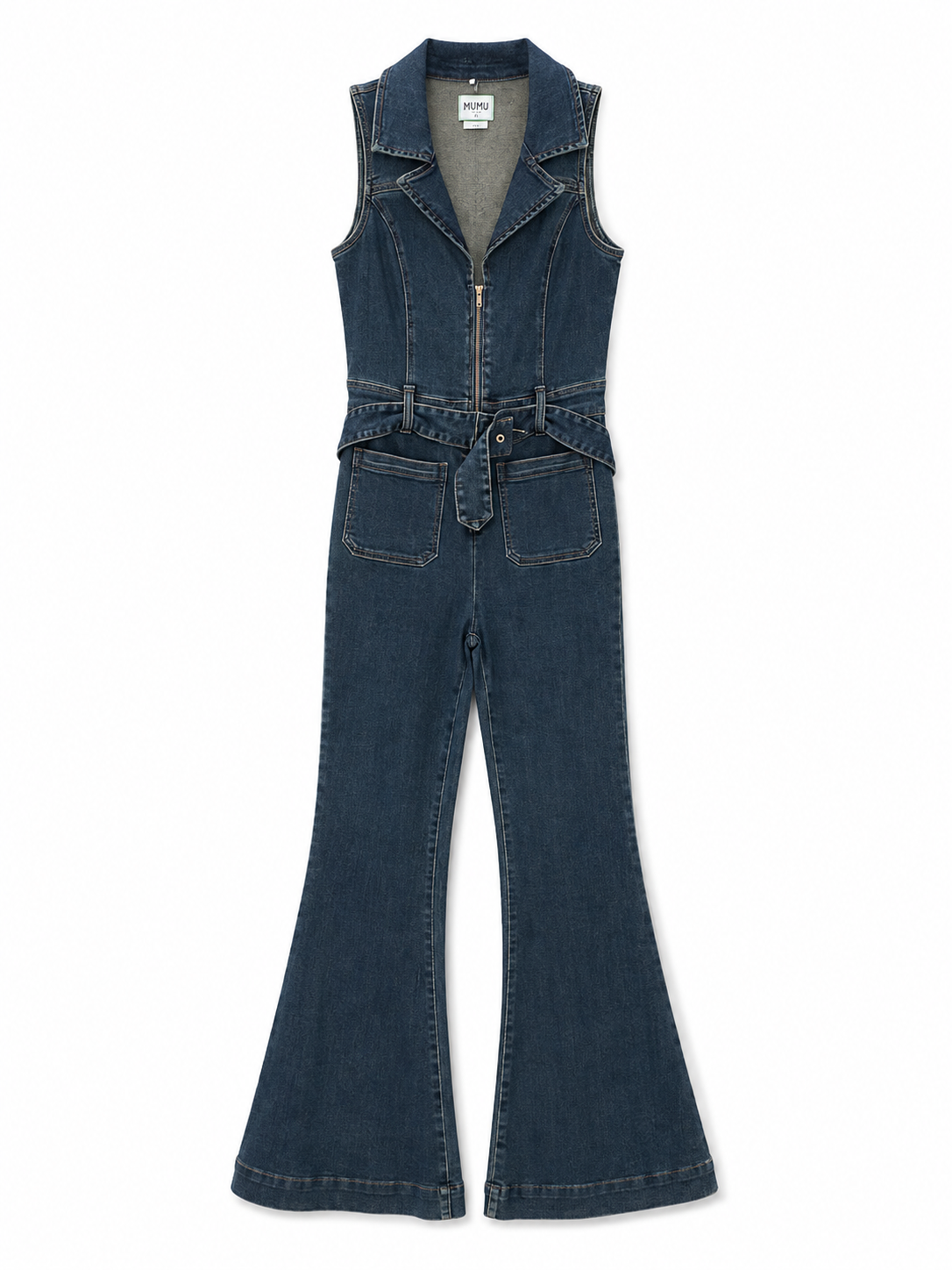 Show Me Your Mumu Dark Denim Jumpsuit with Belt, Size M