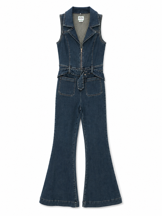 Show Me Your Mumu Dark Denim Jumpsuit with Belt, Size M