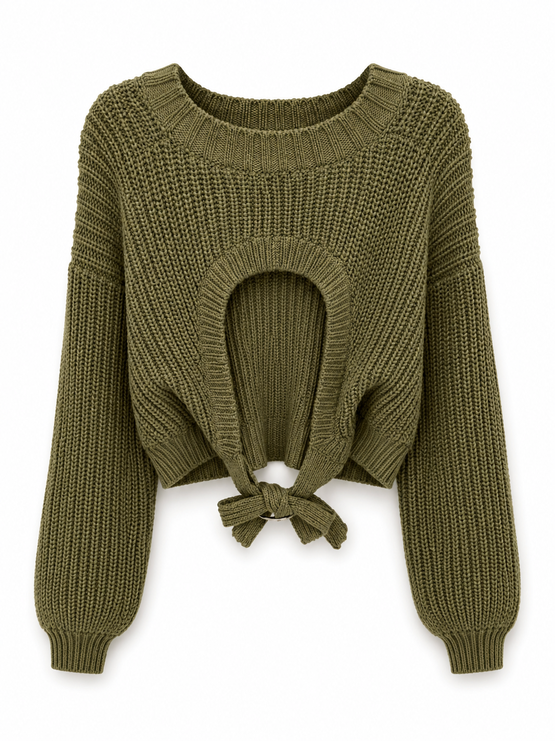4th and Reckless Open Back Green Knit Sweater, Size 4
