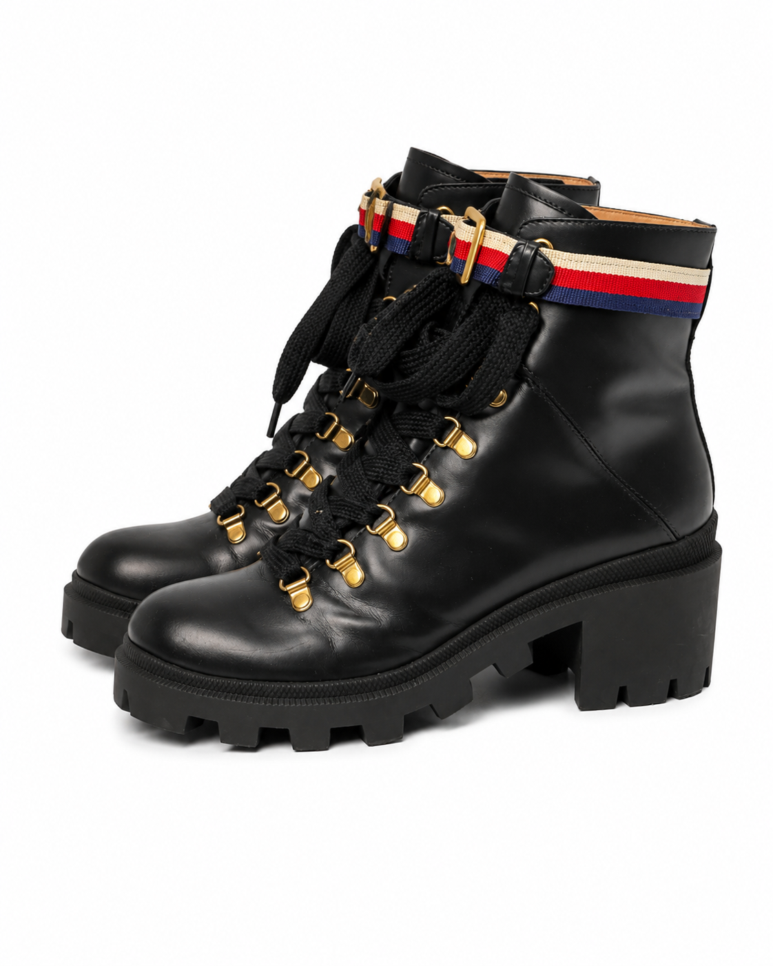 Gucci Black Boots with Gold, 30 mm Heel, Size 40 1/2