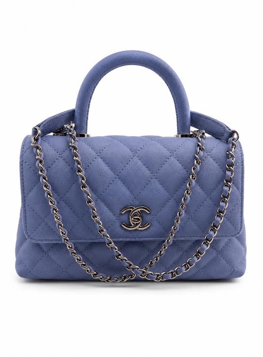 Caviar Quilted Small Coco Handle Flap Light Purple