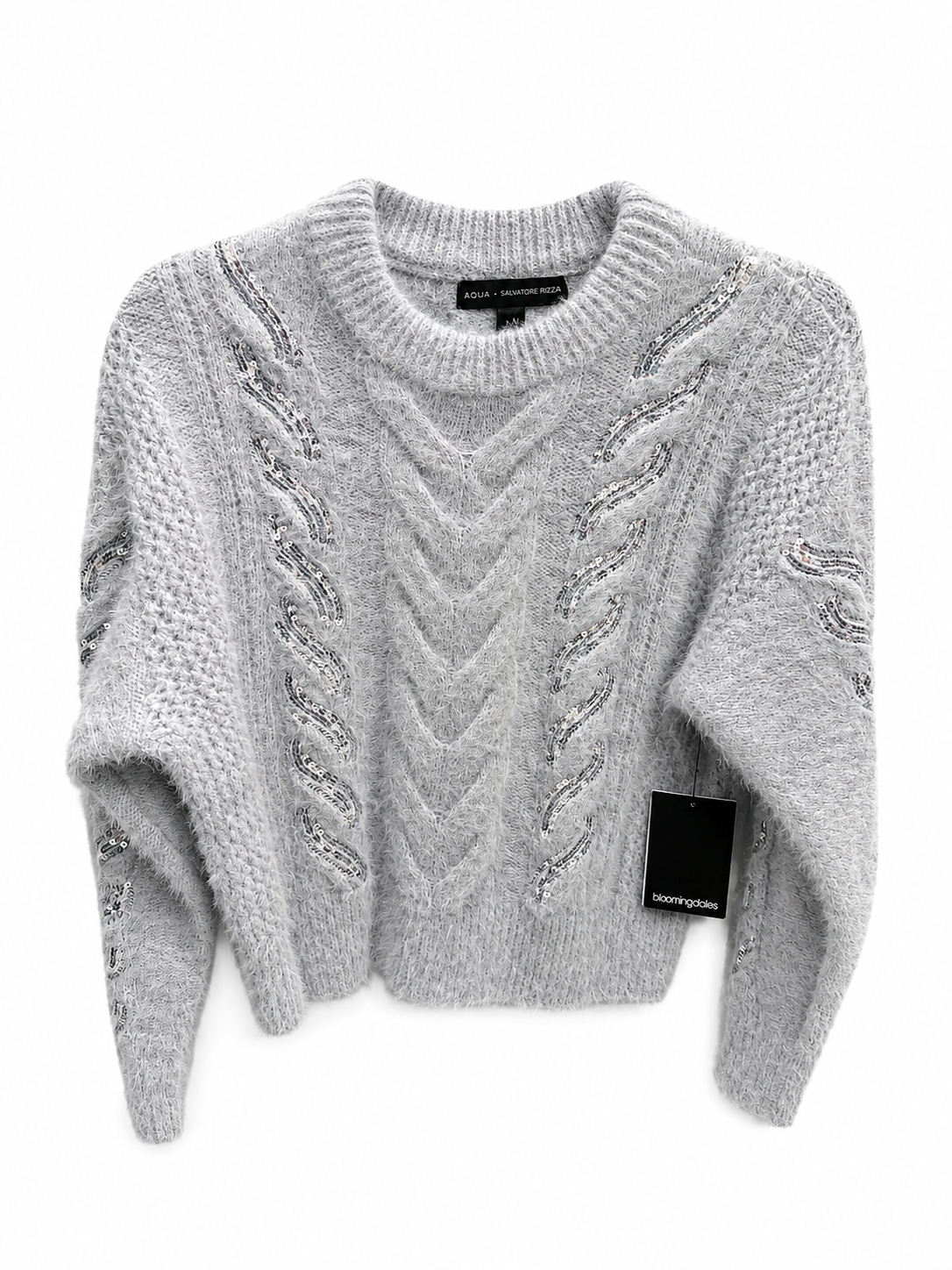 Aqua x Salvatore Rizza Grey Sweater, Size XS NWT