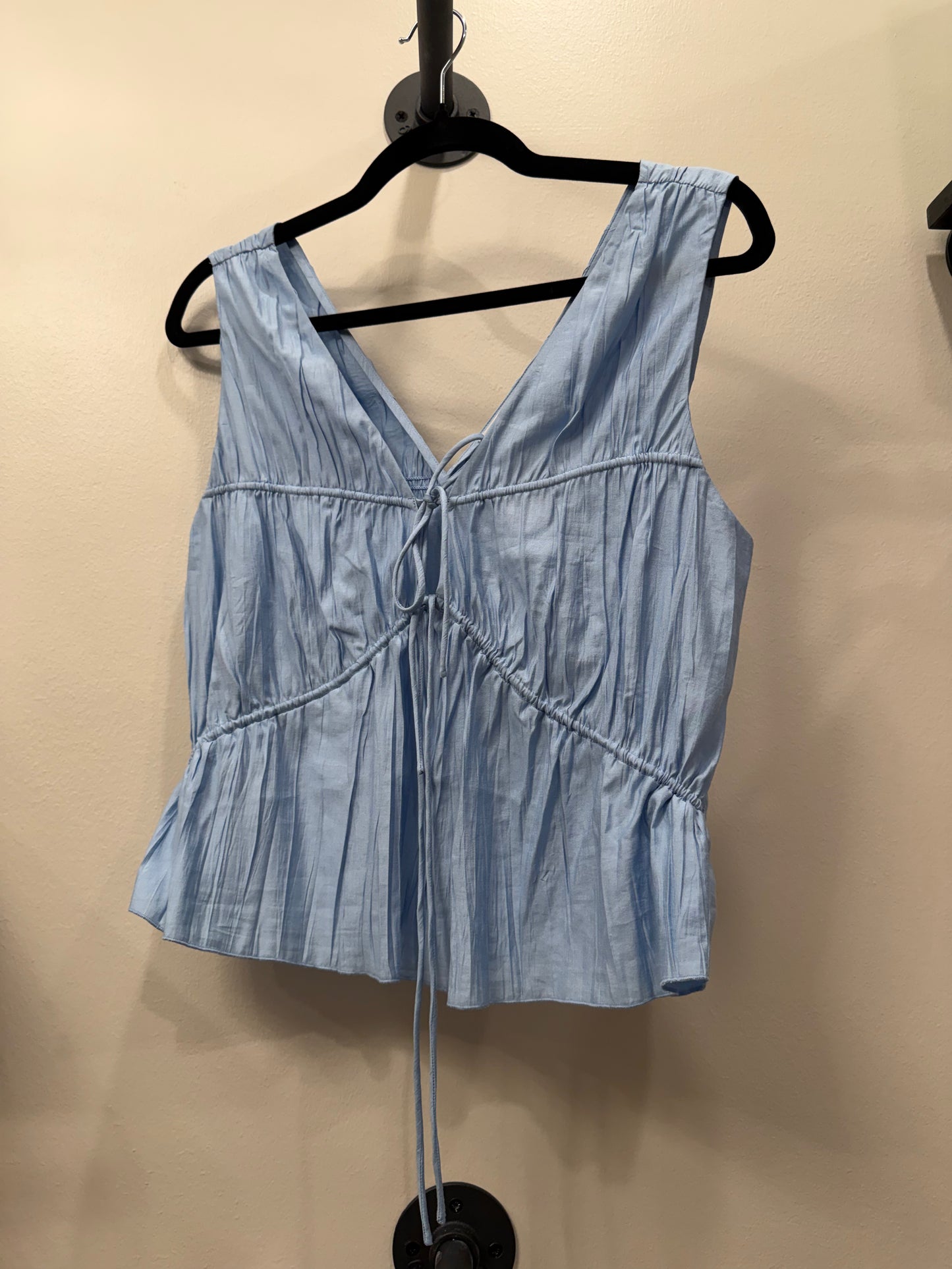 Frame Light Tie - Front Blue Sleeveless Top, M