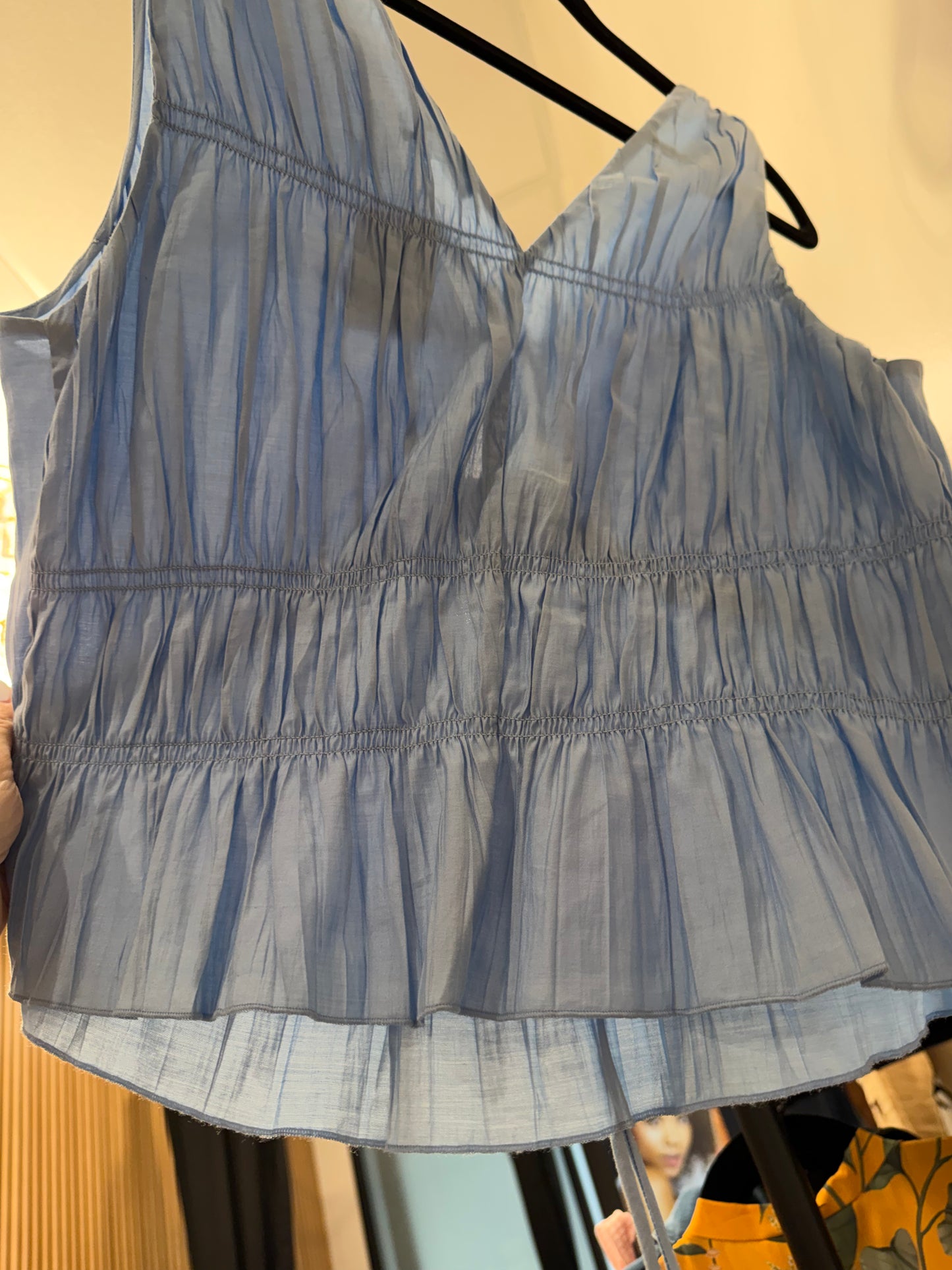Frame Light Tie - Front Blue Sleeveless Top, M