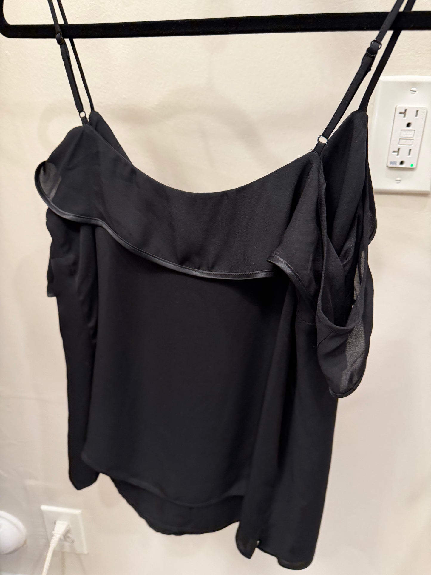 L'Agence Silk Ruffle Top, Black, NWT, Size S